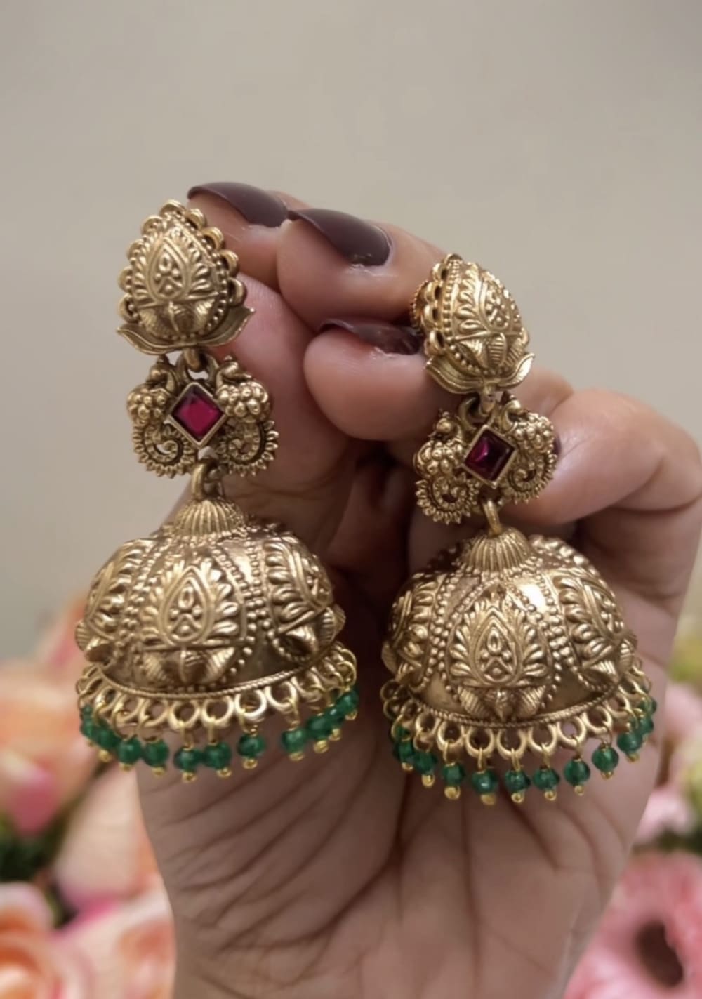 Non-Idol Bridal Jhumka - South Indian Jewelry by Nethiel Jewelry (View 1)