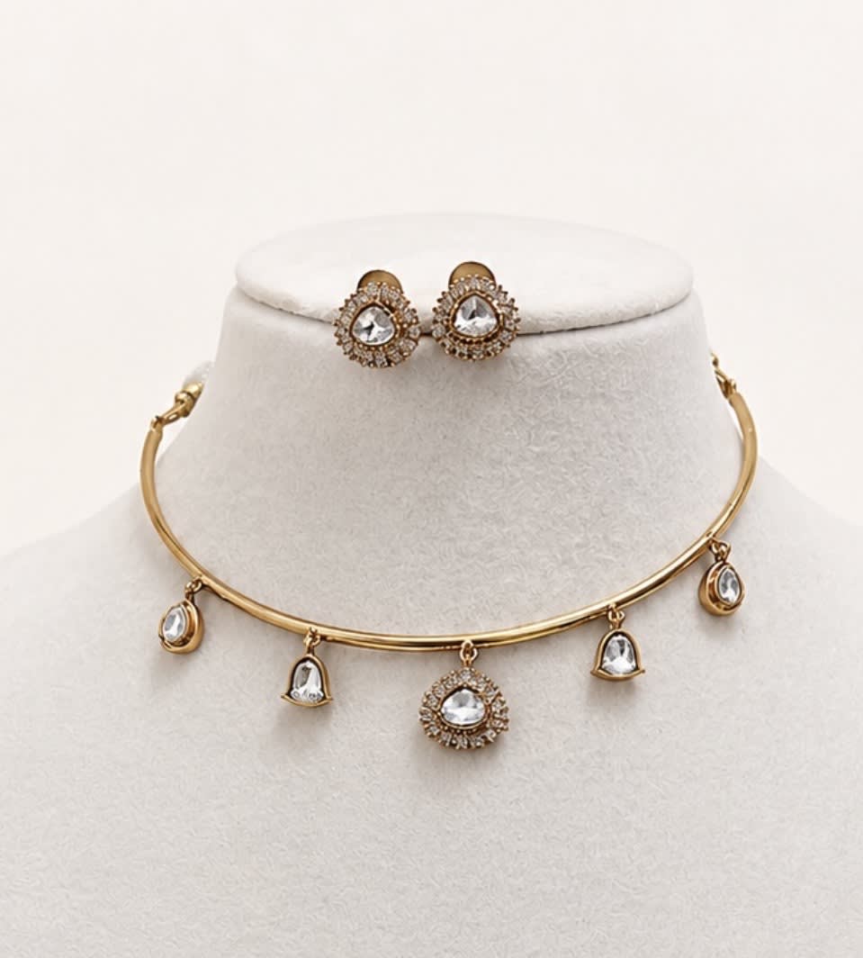 Elegant CZ Hasli Necklace Set ✨ - South Indian Jewelry by Nethiel Jewelry (View 1)