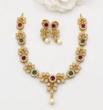 Elegant Floral Ruby & Emerald Necklace Set ✨ Thumbnail 2 - Nethiel Jewelry