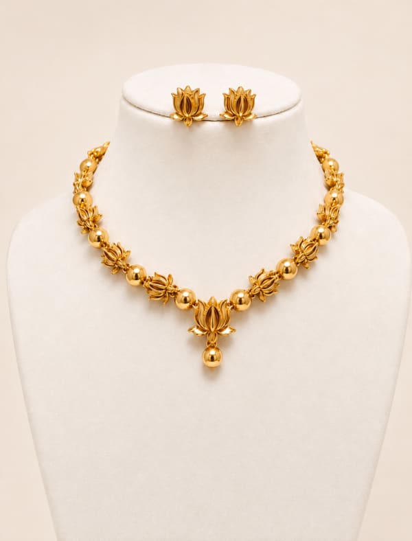 22 ct gold inspired lotus necklace - Nethiel Jewelry