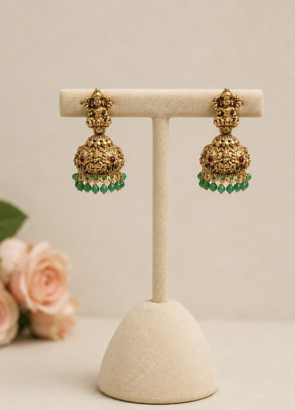 Lakshmi Temple Bridal Jhumka ✨ - Nethiel Jewelry