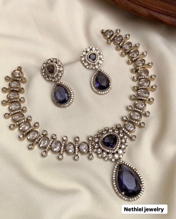 Royal Purple CZ Necklace Set - Nethiel Jewelry