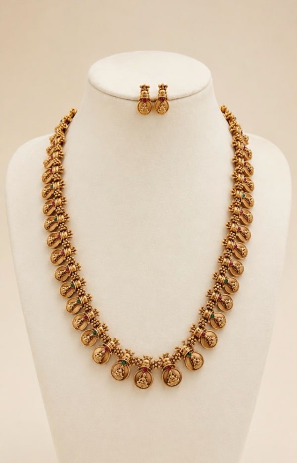 Lakshmi Kasu Haram Set - Nethiel Jewelry