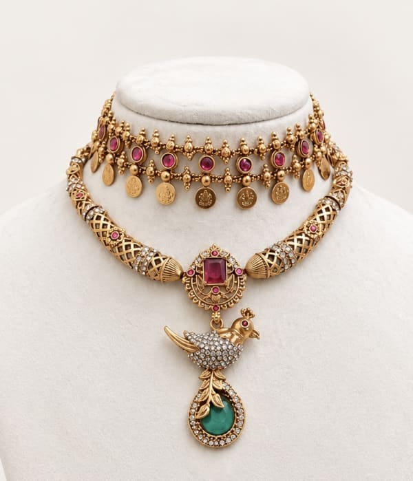Royal Peacock Necklace Combo - Nethiel Jewelry