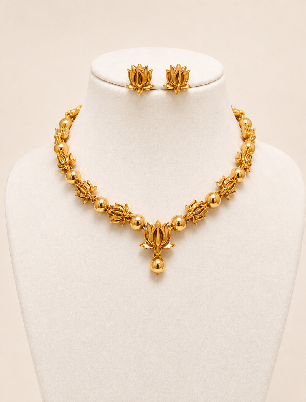 22 ct gold inspired lotus necklace