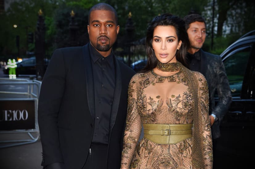 Kanye West with Kim Kardashian at Paris Fashion Week.