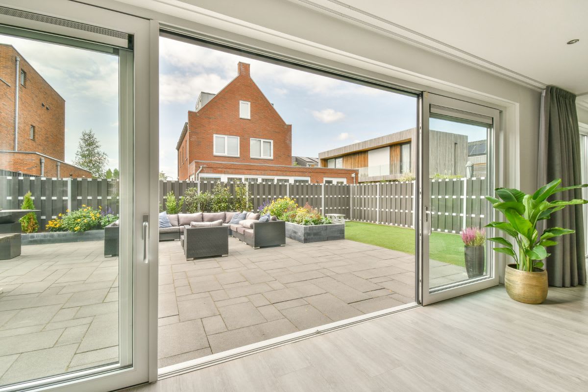 A Patio Area with a Sliding Glass Door