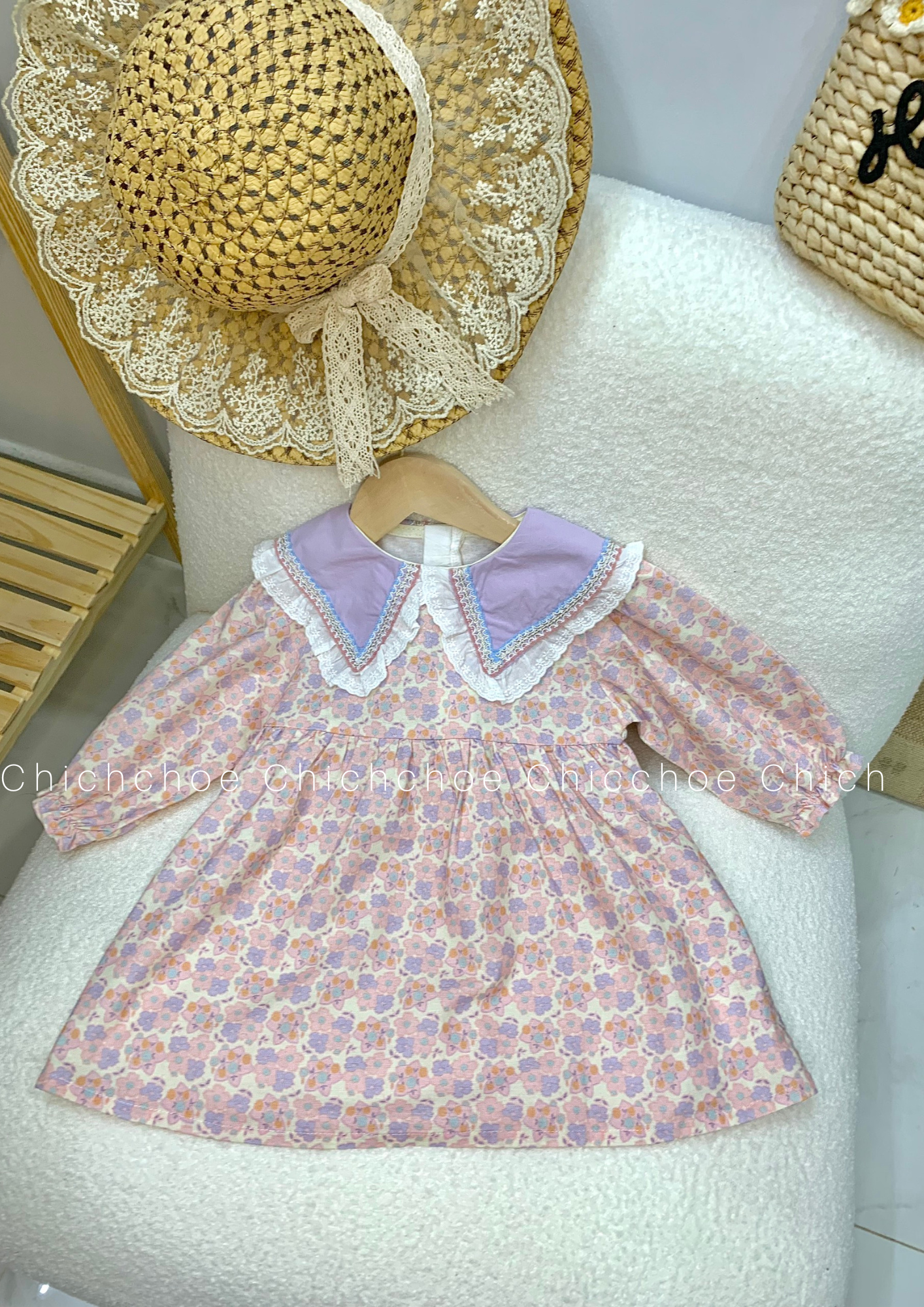 Đầm thô baby doll hoa nhí