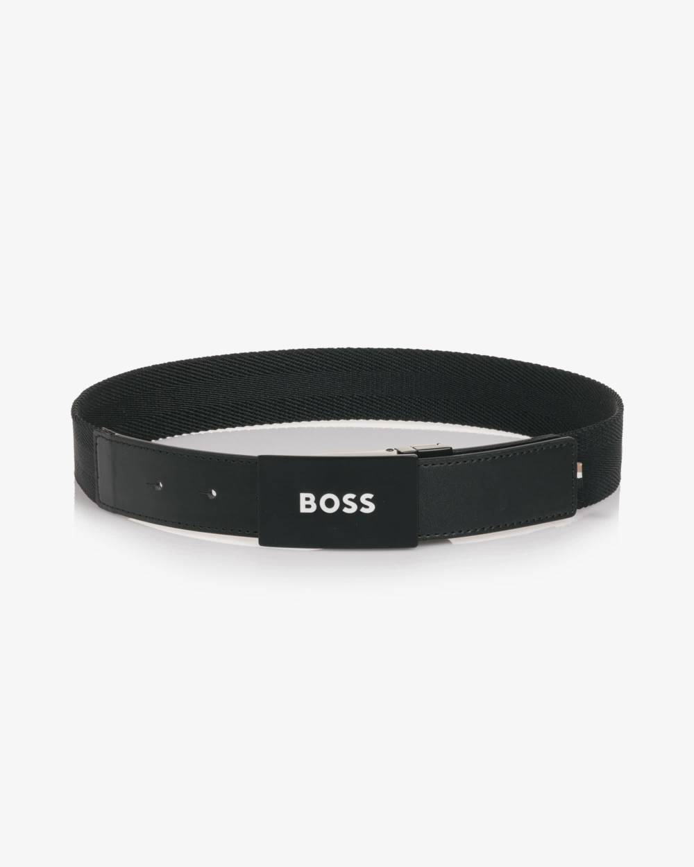 BOSS-Boys Black Woven & Brown Leather Reversible Belt | Childrensalon