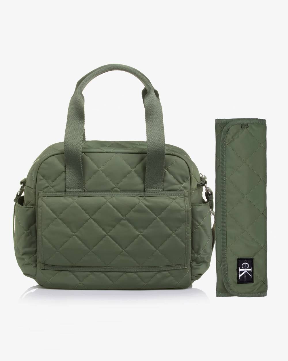 Calvin Klein-Khaki Green Quilted Baby Changing Bag (46cm) | Childrensalon
