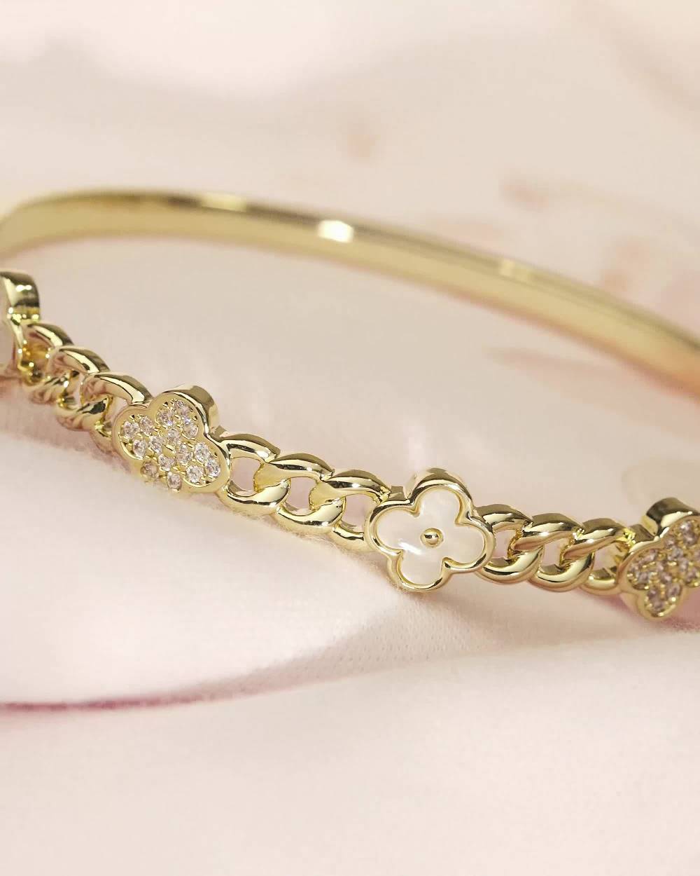 David Charles-Girls Gold Clover Bangle | Childrensalon