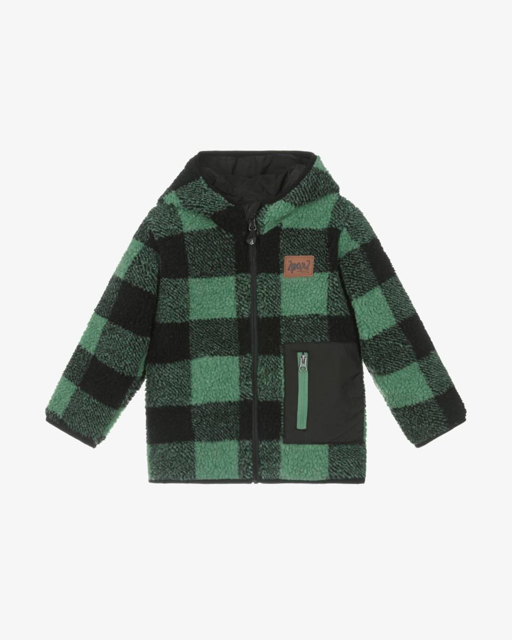 Deux par Deux-Boys Green & Black Reversible Zip-Up Jacket | Childrensalon