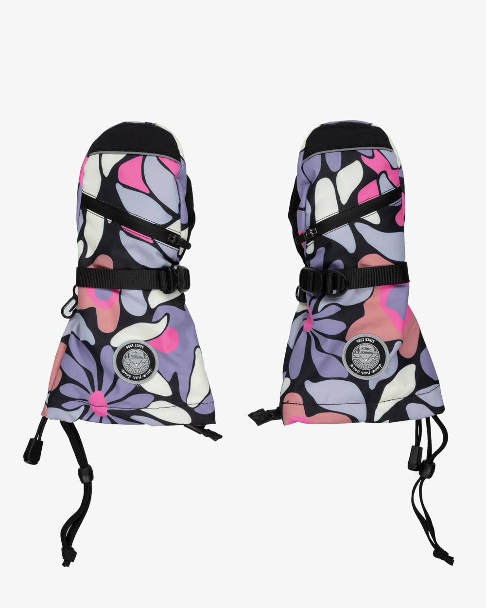 Deux par Deux-Girls Pink & Purple Floral Print Technical Ski Mittens | Childrensalon