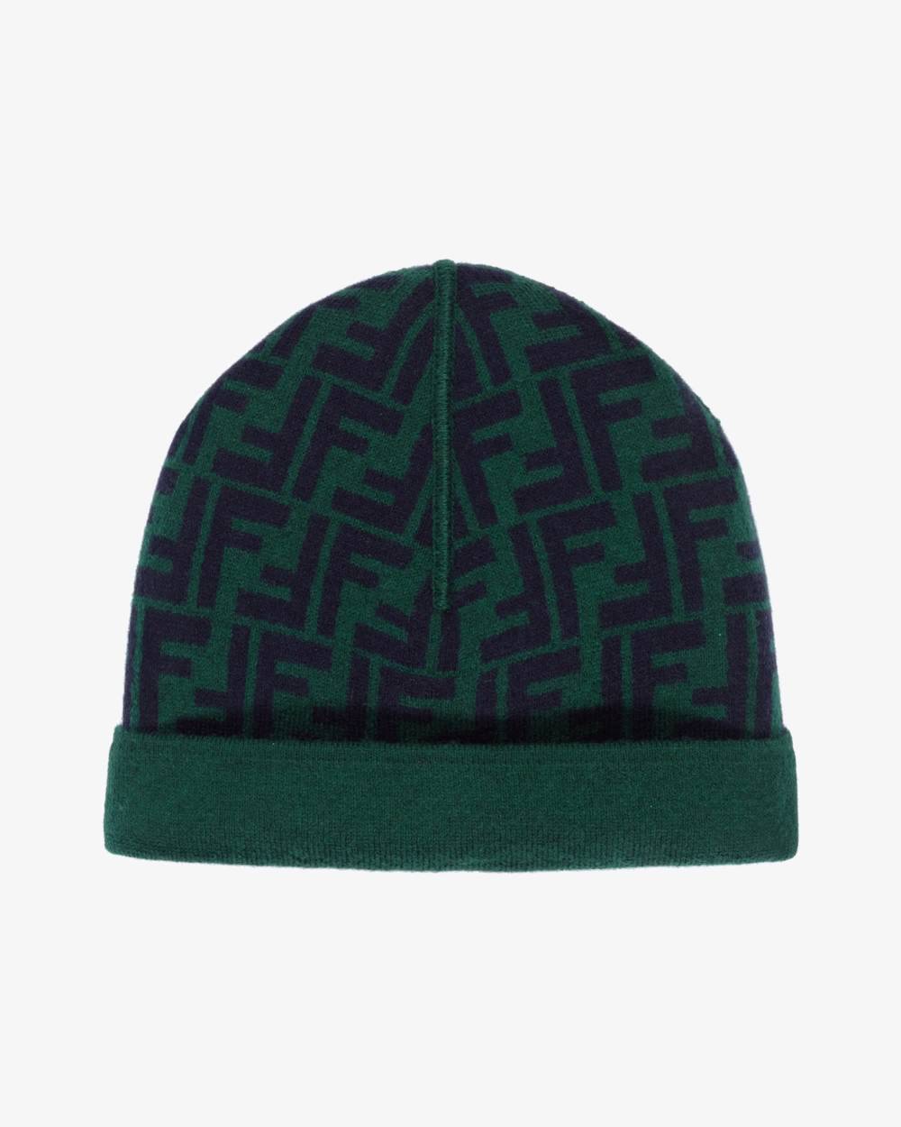 Fendi-Boys Green & Blue Wool & Cashmere Reversible Beanie Hat | Childrensalon