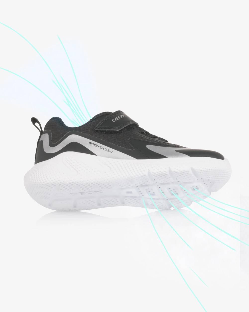 Geox-Кроссовки черные из искусственной кожи водоотталкивающие для мальчиков | Childrensalon