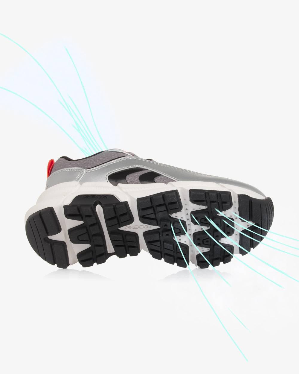 Geox-Boys Silver & Black Lace-Up Trainers | Childrensalon