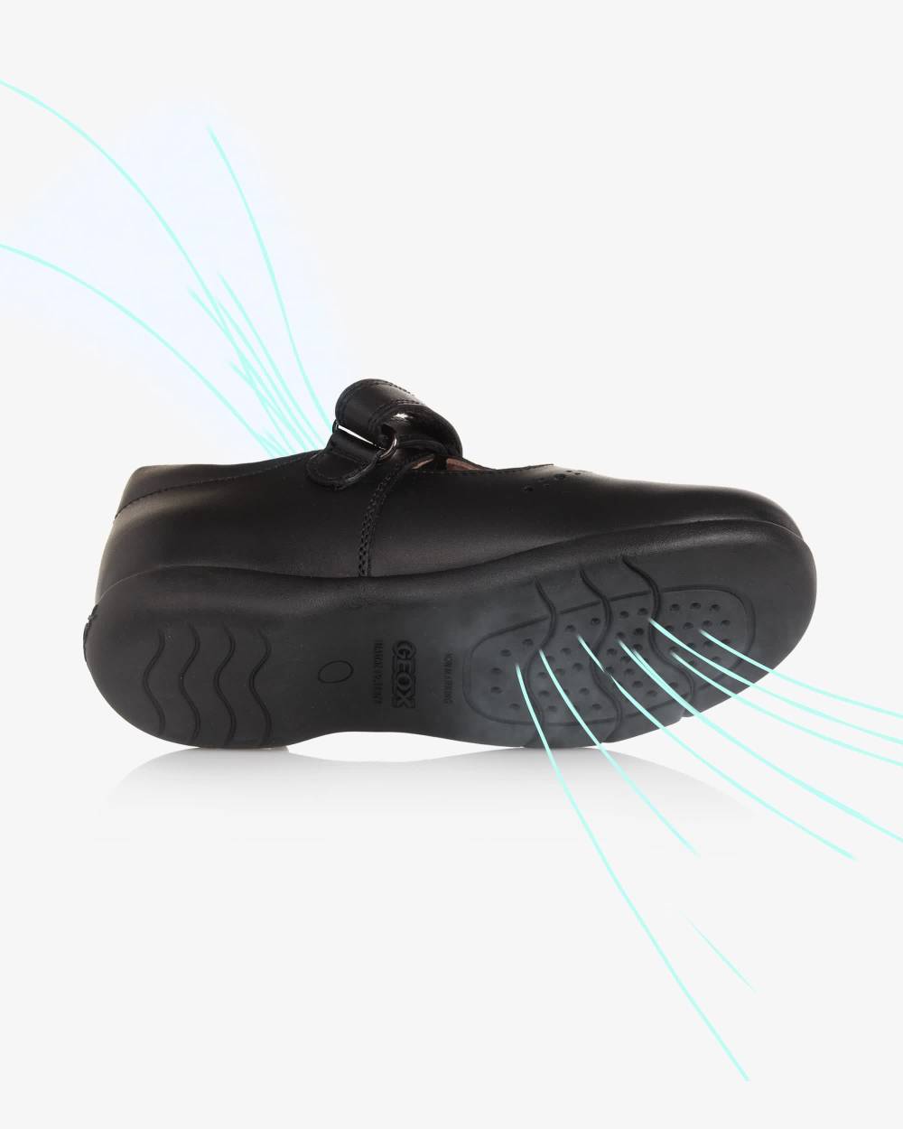 Geox-حذاء بسيّر جلد لون أسود للبنات | Childrensalon