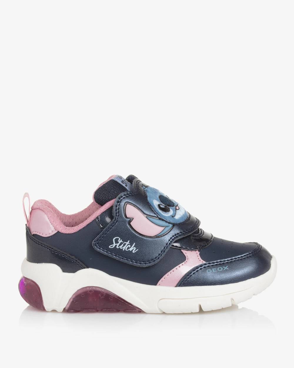 Geox-Girls Navy Blue Disney Stitch Light-Up Trainers | Childrensalon