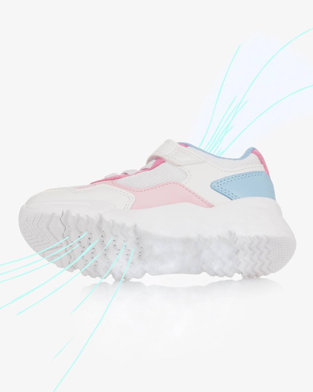 Geox-Girls White Trainers with Pink & Blue Trim | Childrensalon