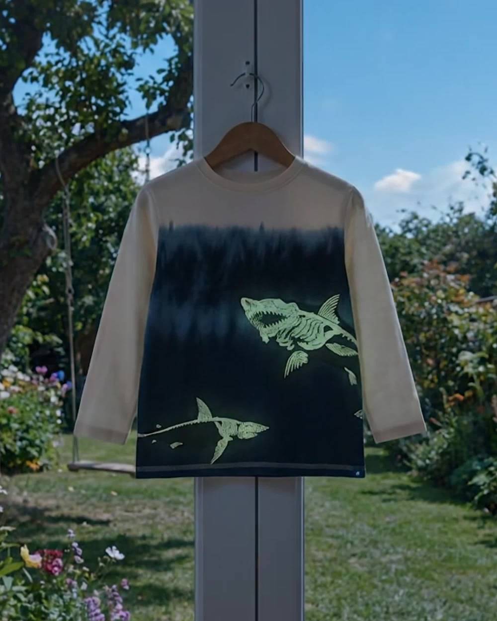 Hatley-Boys Navy Blue & Ivory Glow-In-The-Dark Shark Graphic Top | Childrensalon