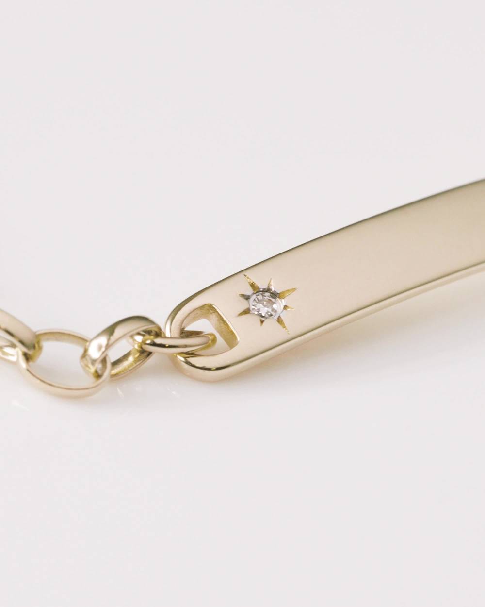 Little Star-Personalised 9ct Yellow Gold ID Bracelet with Diamond Star | Childrensalon