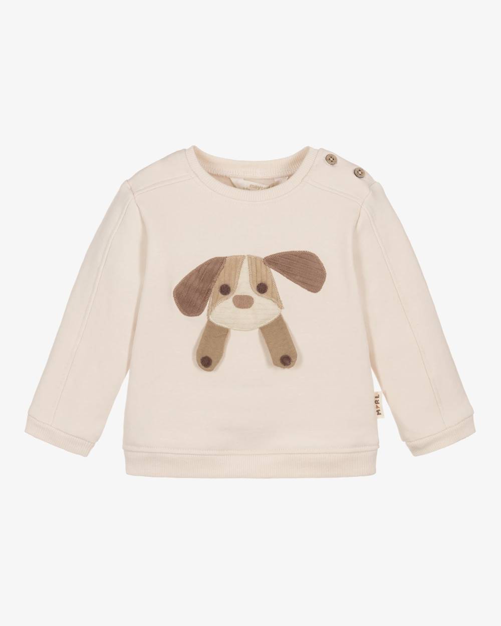 Mayoral Newborn-Baby Boys Ivory Cotton Dog Sweatshirt | Childrensalon