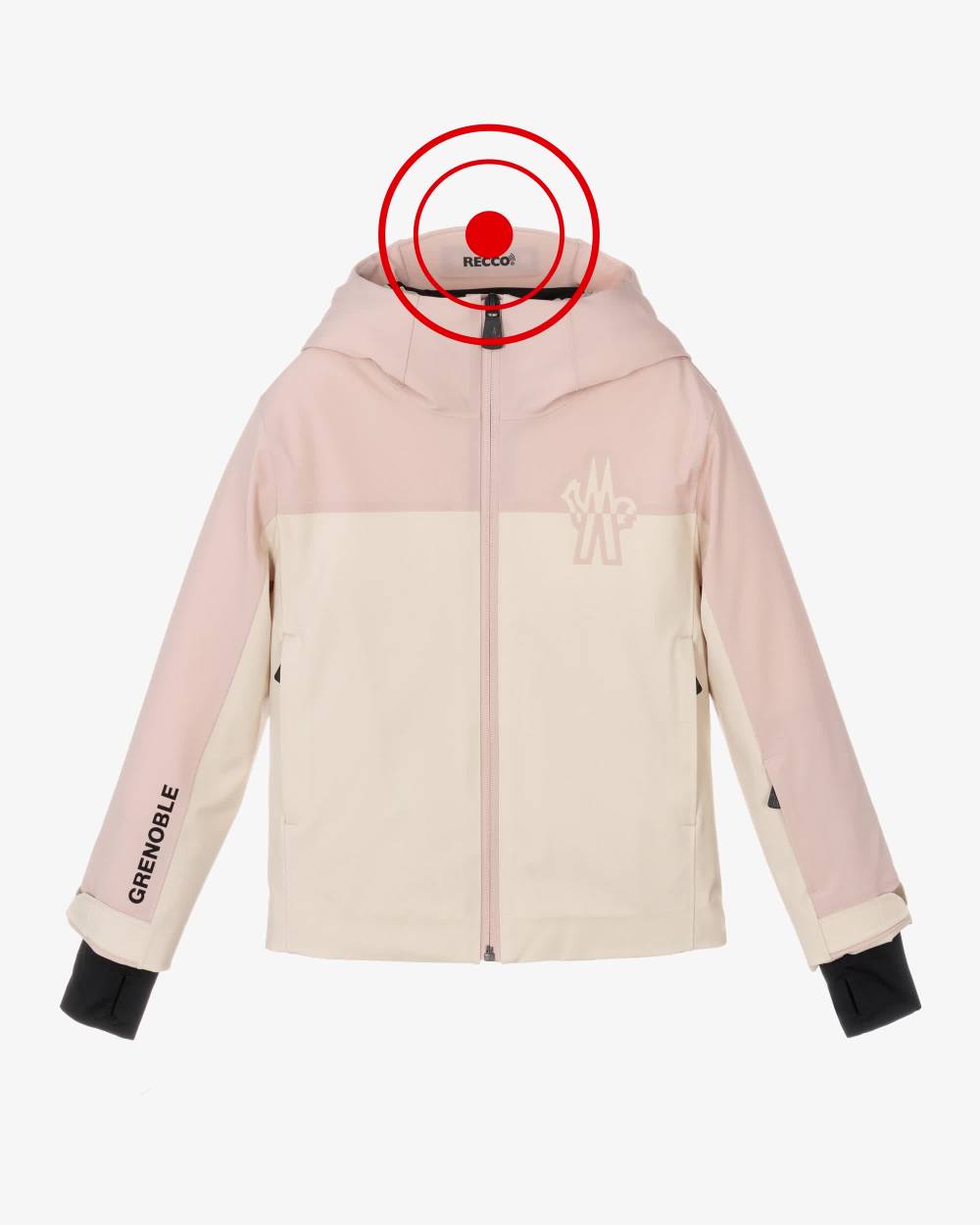 Moncler Enfant-جاكيت تزلج لون عاجي وزهري للبنات | Childrensalon