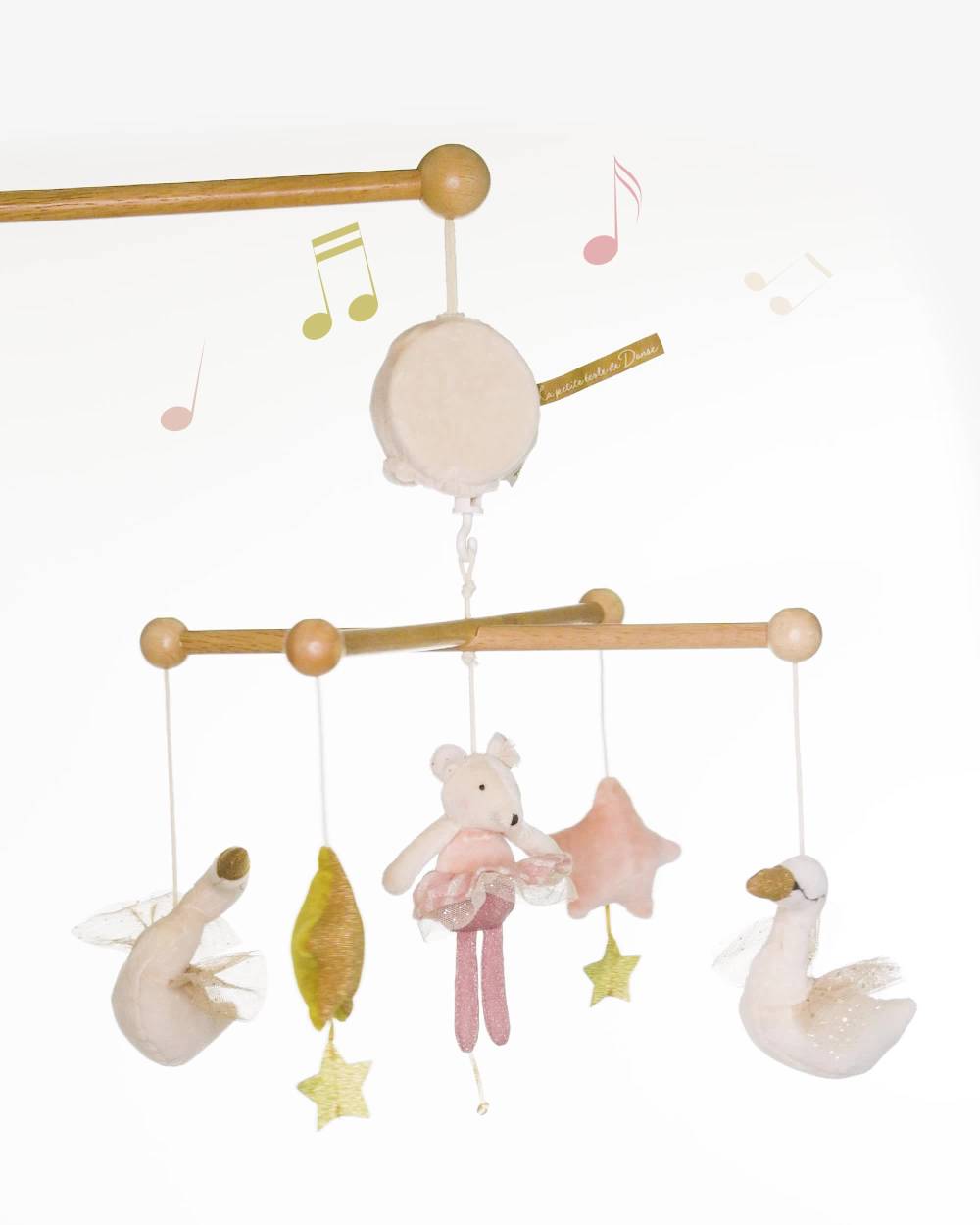 Moulin Roty-Musical Ballerina Mouse & Swan Mobile (65cm) | Childrensalon