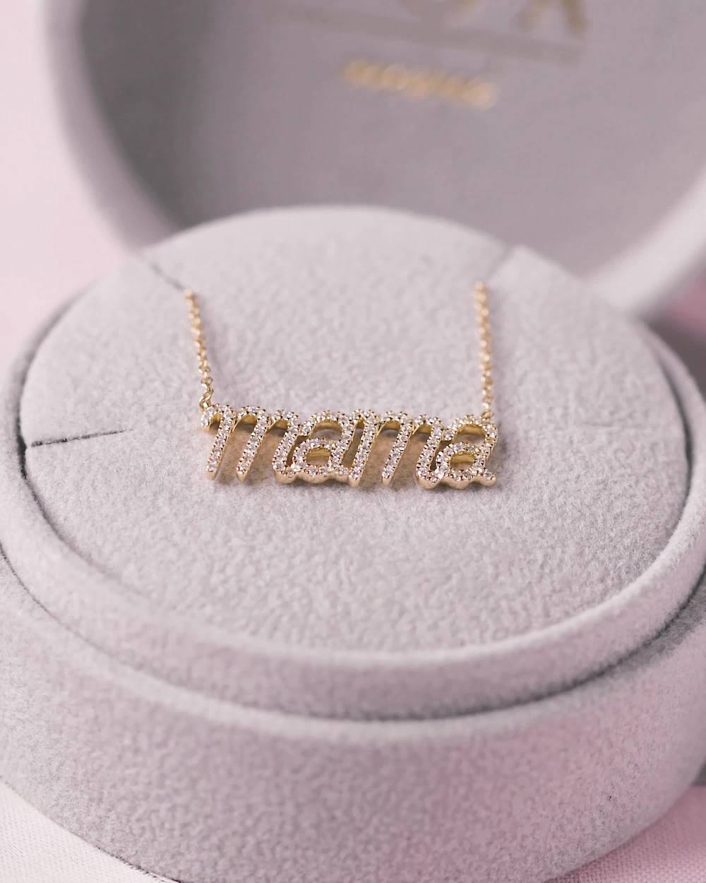 NOA Mini-18kt Yellow Gold Diamond Mama Necklace (38cm) | Childrensalon