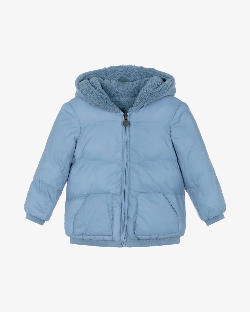 Tartine et Chocolat-Boys Reversible Blue Fleece Puffer Jacket | Childrensalon