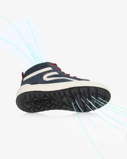 Geox-Boys Navy Blue High-Top Trainers with Fleece Lining | Childrensalon