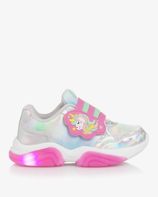 Beppi-Girls Silver Light-Up Unicorn Trainers | Childrensalon