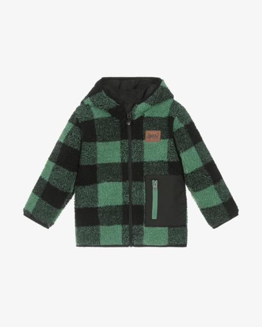 Deux par Deux-Boys Green & Black Reversible Zip-Up Jacket | Childrensalon