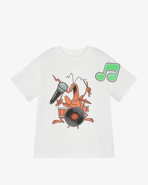 Stella McCartney Kids-Boys Ivory Cotton Bug T-Shirt with Interactive Velcro Patches | Childrensalon