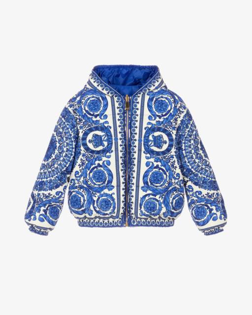 Versace-Reversible Blue Barocco Down Padded Jacket | Childrensalon