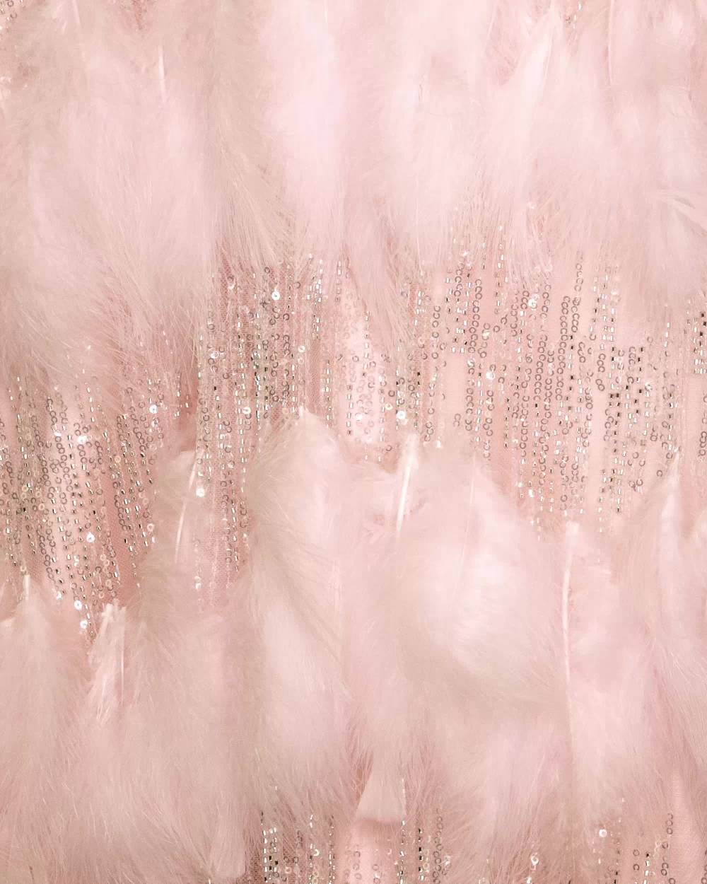 Junona-Girls Rosy Feathered Sequin Gown | Childrensalon Outlet