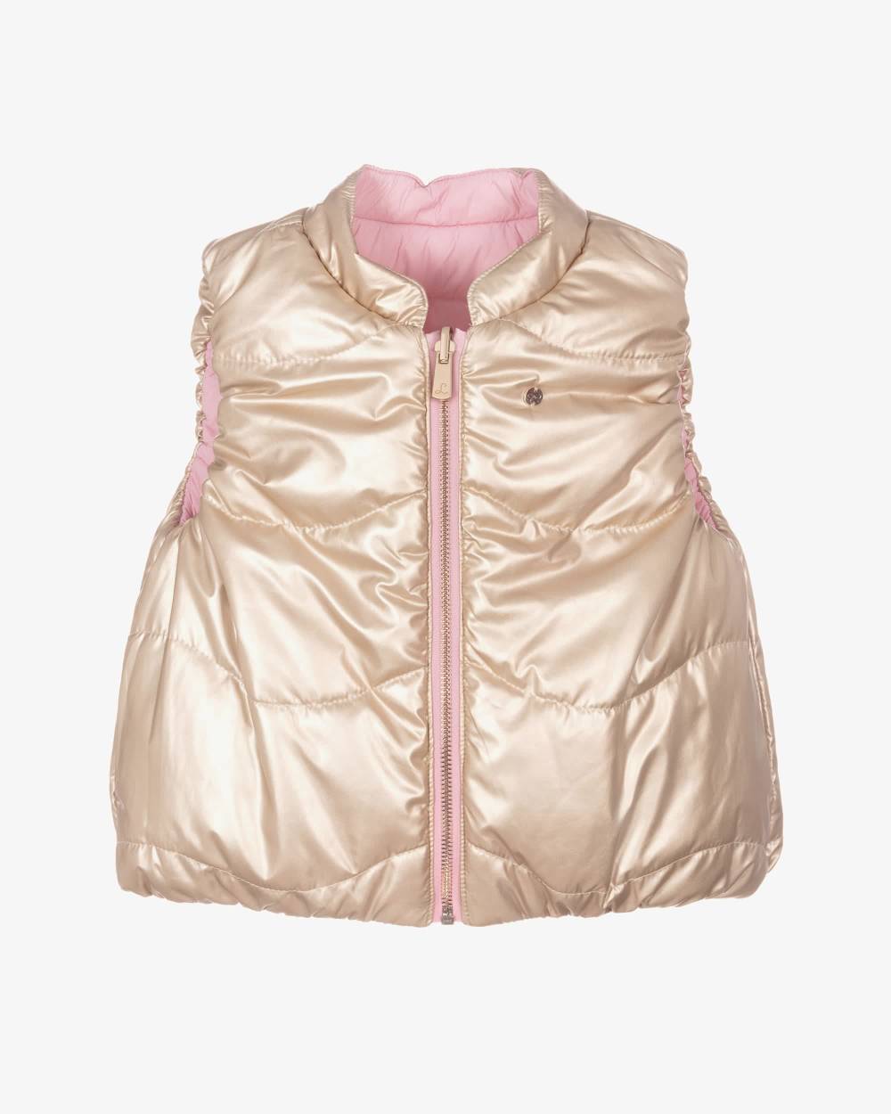 Lili Gaufrette-Girls Gold & Pink Silky Reversible Vest | Childrensalon Outlet