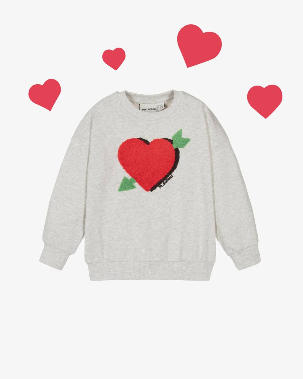 Mini Rodini-Girls Cozy Grey Heart Jumper | Childrensalon Outlet