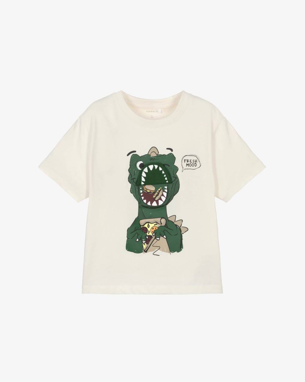 NAME IT-Boys Cream Dino Pizza Tee Delight | Childrensalon Outlet