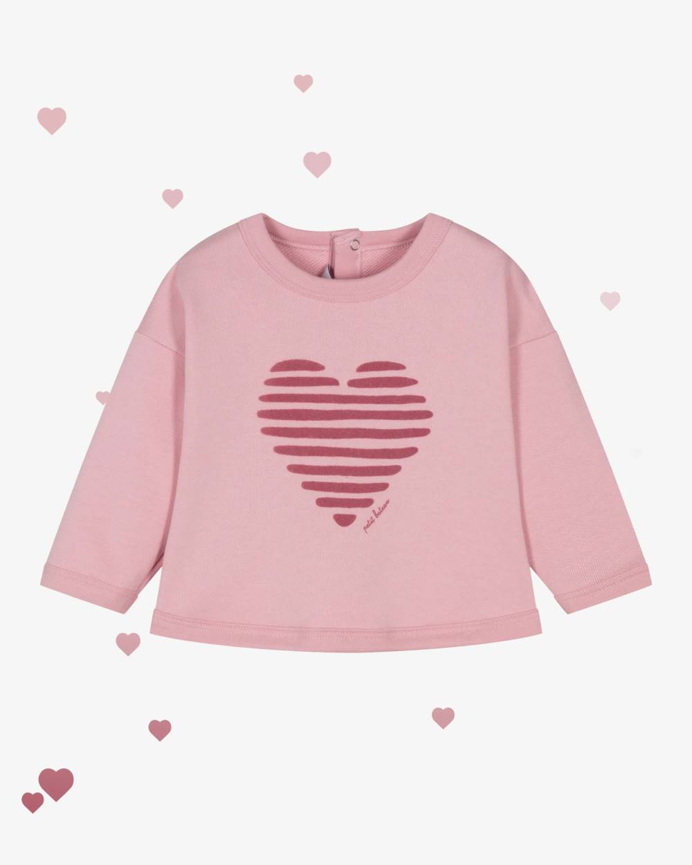 Petit Bateau-Girls Cozy Pink Heart Top | Childrensalon Outlet