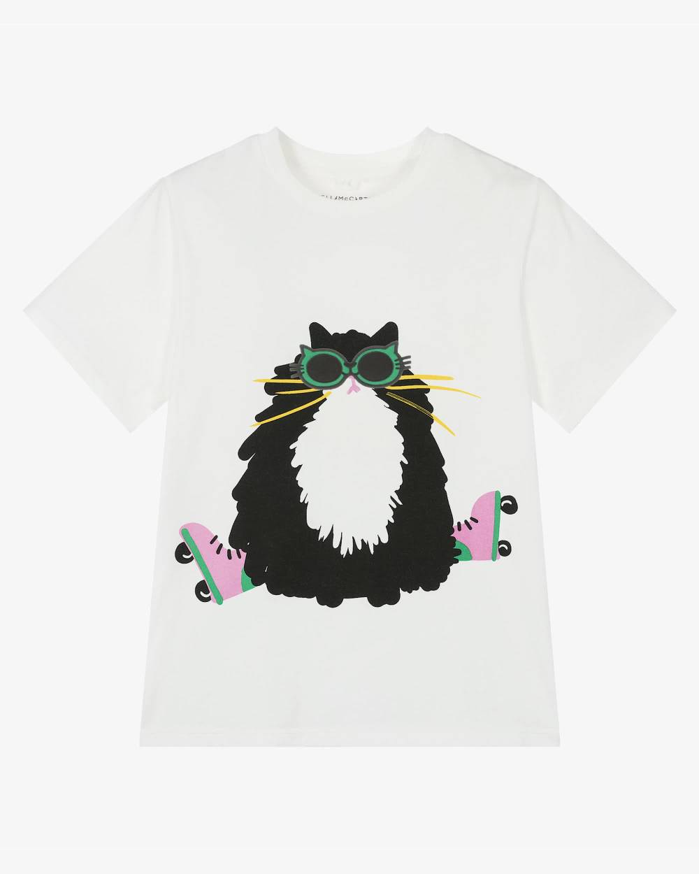 Stella McCartney Kids-Ivory Cat Patch Tee for Girls | Childrensalon Outlet