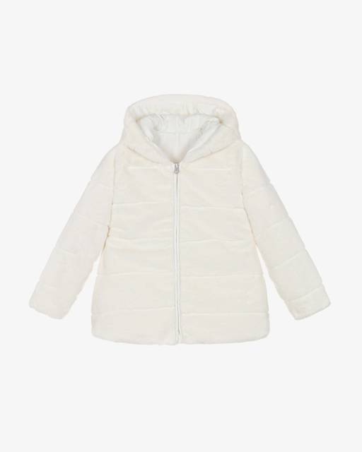 Lapin House-Girls Ivory Reversible Star & Faux Fur Coat | Childrensalon Outlet