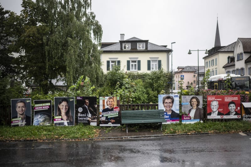 Wahlplakate fuer den National- und Staenderat, aufgenommen am Freitag, 22. September 2023, in Bad Ragaz