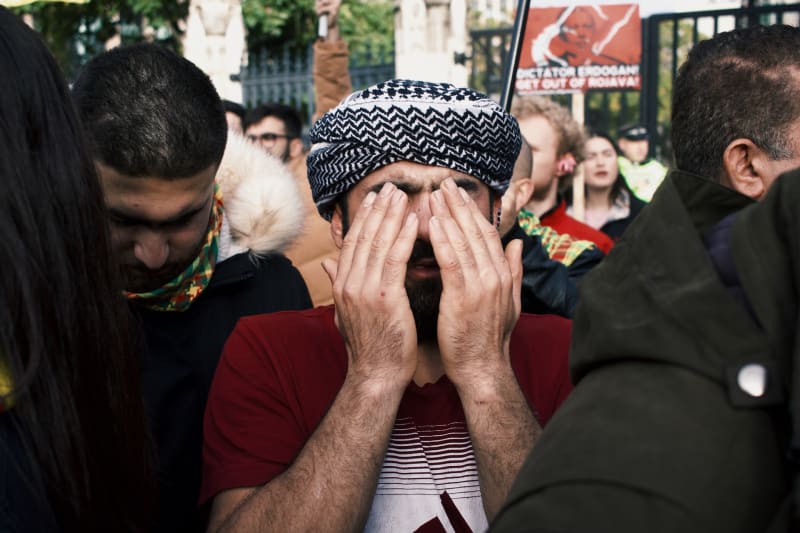 Kurdish protestors march in London against the Turkish state’s invasion of Syria