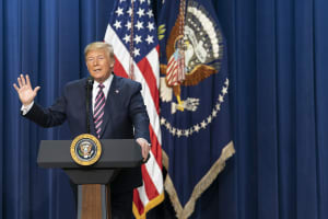 President Donald J. Trump addresses his remarks at the Summit on Transforming Mental Health Treatment