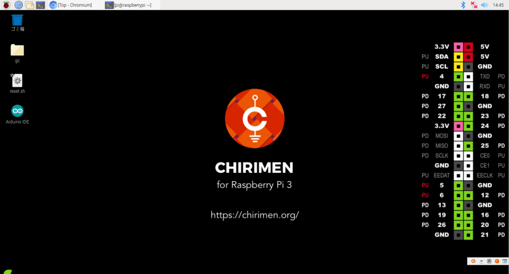 CHIRIMEN for Raspberry Pi desktop 画面