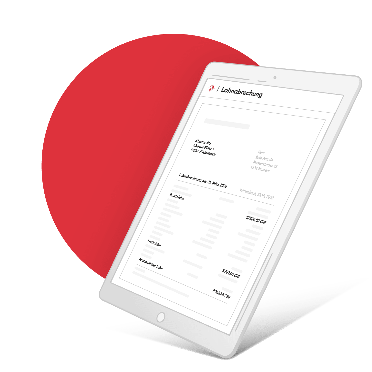 Lohnabrechnung Bild mit rotem Punkt