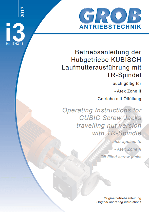 Operating instruction cubic screw jack travelling nut version