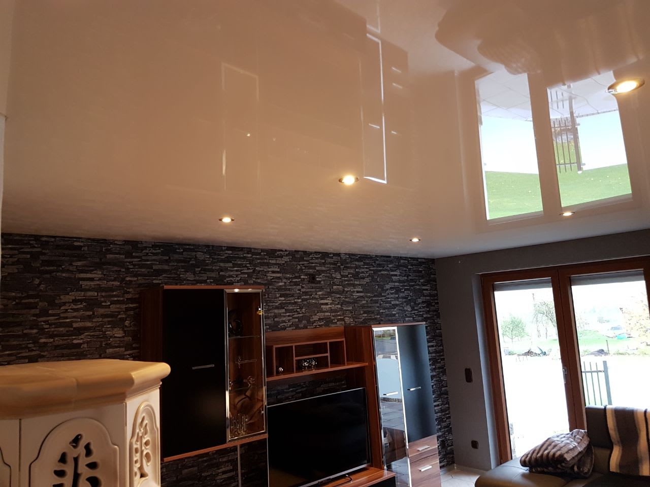 Folienspanndecke weiß Wohnzimmer
