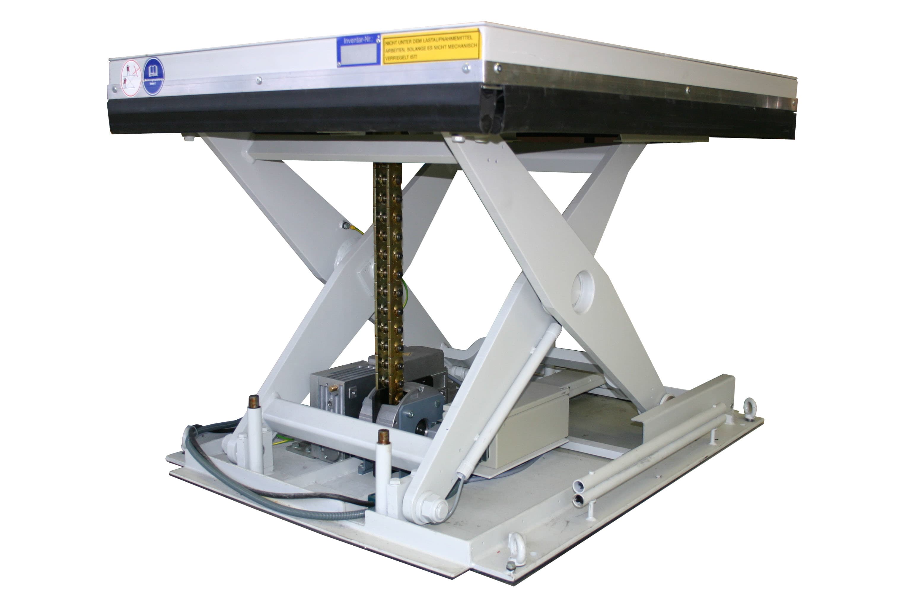 Scissor Lift Table moved by a Linear Chain - GROB Drive Technology